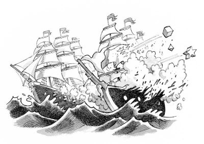 A battle at sea in The Great Sugar War
